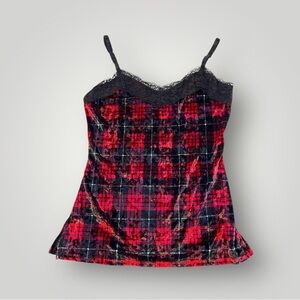 No Boundaries Black/Red Plaid Lingerie Top M(7-9)